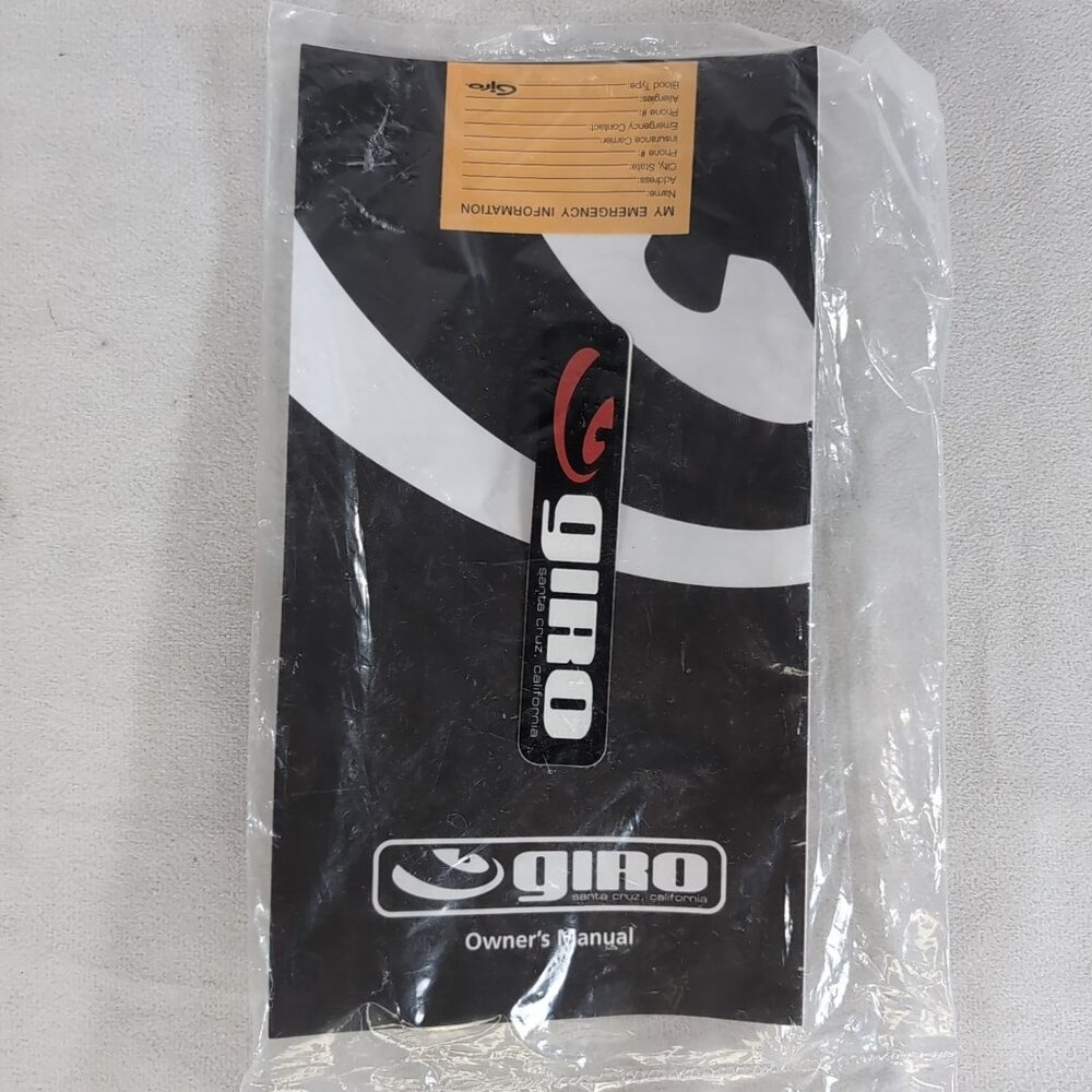 Giro Helmet Sticker Emergency Information Info Owner's Manual Black Bike Ski NEW